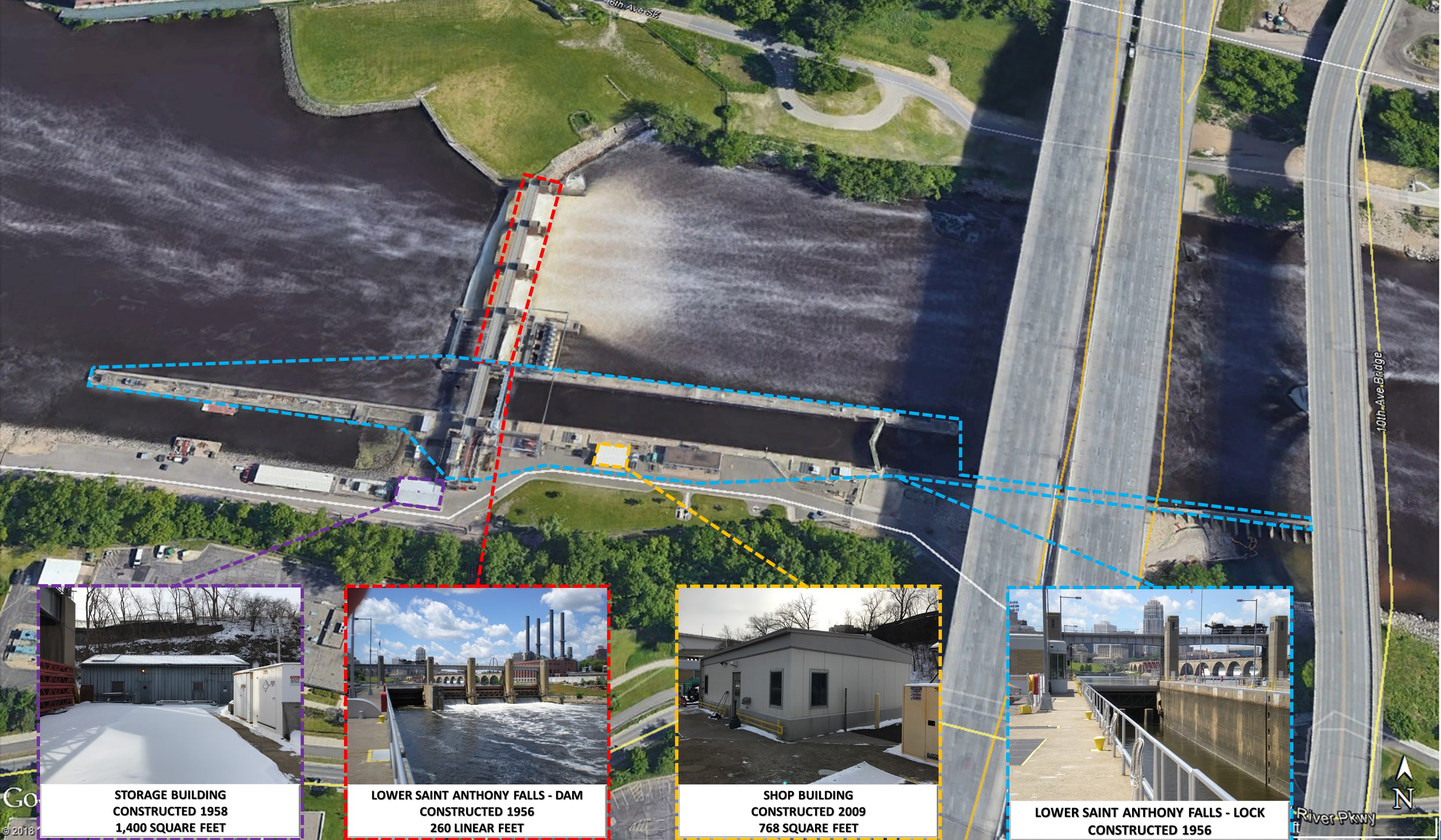 Graphic of Lower St. Anthony Falls Lock and Dam
